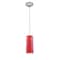 Access Lighting Glassn Glass Cylinder, Pendant, Brushed Steel Finish, Clear Red Glass 28033-1C-BS/CLRD - alternate 1
